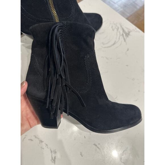 Sam Edelman Louise Black Suede Fringe Booties, Womens 6.5, NWOT - Picture 1 of 8